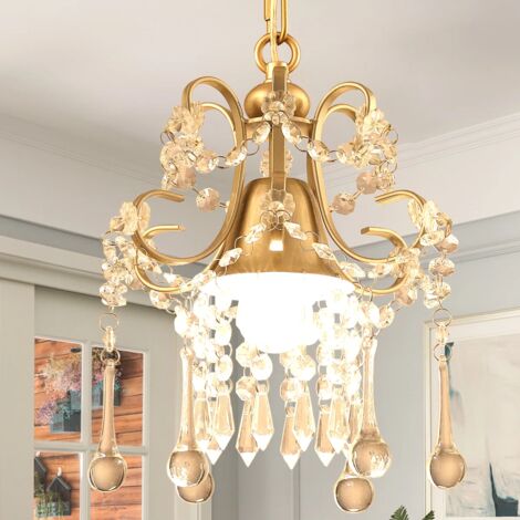 Ganeed Chandelier Crystal Ceiling Light,Small Flush Mount Gold Light Fixture for Entryway Bedroom Barthroom Hallway Closet E27