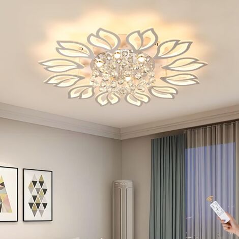 Ganeed Modern Ceiling Light,40.7 in Dining Room Light Fixture,12 Petals Flower Flush Mount Ceiling Lights Chandelier,Bedroom Living Room Kitchen Office Lighting Fixture,100W,White (1/5)