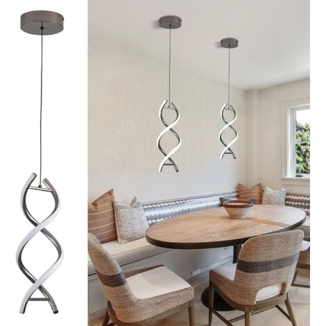Ganeed Modern LED Pendant Light Fixture, 24W Spiral LED Chandelier, Adjustable Island Light Fixture for Living Room Bedroom Kitchen, 1 Pack (6000K White Light) (1/5)