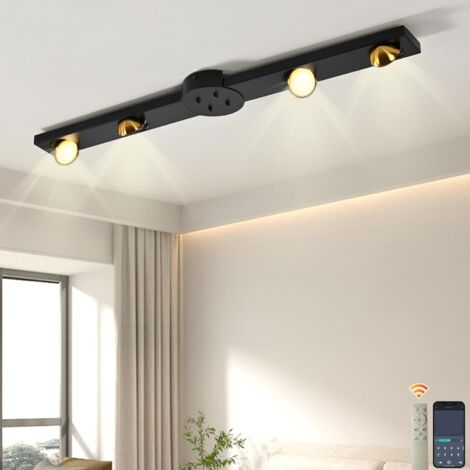 Ganeed LED Ceiling Light 82CM, 24W Dimmable Ceiling Lamp, 4-Rotatable Lights Ceiling Light Fitting with Remote for Living Room, Bedroom, Hallway, Black