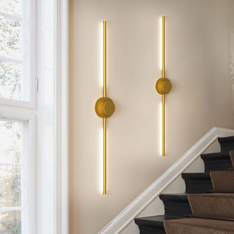 Ganeed Modern Linear Wall Lamp Brushed Brass LED Wall Sconce Acrylic Lampshade, Minimalist Copper Wall Lighting Fixture Antique Brass Bathroom Vanity Light Hardwired Bedroom Hallway Sconces (1/5)