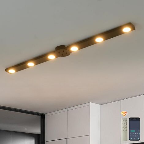 Ganeed LED Ceiling Light 120CM, 30W Dimmable Kitchen Lights Ceiling, 6-Rotatable Lights Black Ceiling Lamp for Living Room, Bedroom, Hallway (1/5)