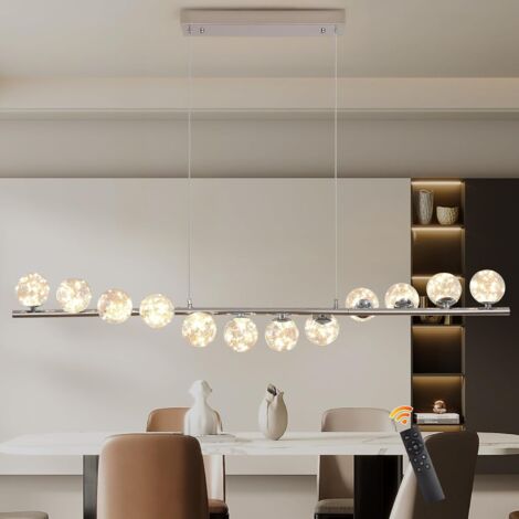 Ganeed Modern Globe Chandelier Ceiling Light 120CM, 12 Lights Dimmable Glass Chrome Ball Chandeliers, 50W Light Fittings Ceiling with Remote, Hanging Lights for Dining Room, Living Room, Lounge (1/5)