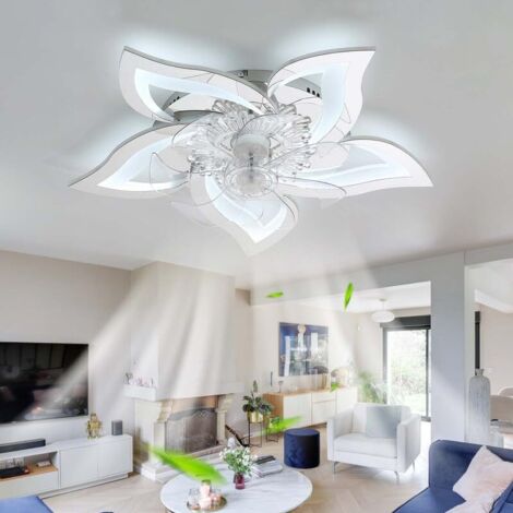 Ceiling Fan with LED Light Alexa & Remote Control Quiet Dimmable Reversible 6 Speed Modern Floral Design for Kitchen Chrome Finish (1/5)