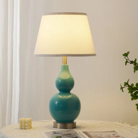 65.5cm Blue Ceramic Table Lamp With USB And Bulb Included (1/5)