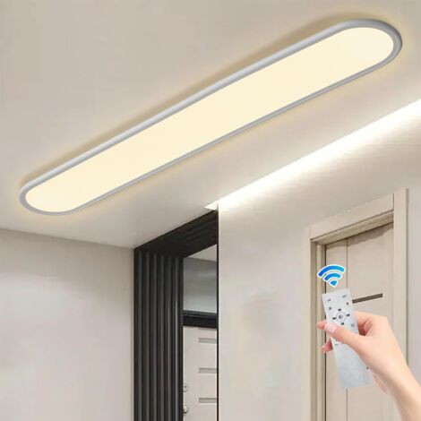 LED Ceiling Light, 140cm Ultra-Thin Modern Linear Flush Mount Ceiling Lamp, Dimmable with Remote Control White Lighting for Living Room, Bedroom, Kitchen 60W (1/5)