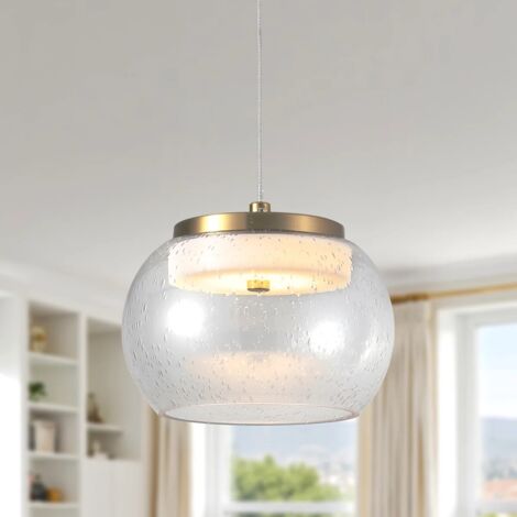 Cleckler 1-Light LED Glass Pendant Light, Modern Seeded Glass Shade Pendant Lamp for Kitchen Island, Dining Room & Bedroom (1/5)
