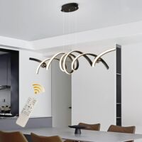 Modern LED Chandeliers Kitchen Light Dimmable Pendant with Adjustable Height and Remote Control Contemporary Pendant Light Fixtures for Dining Room Kitchen Office (Black 40W)