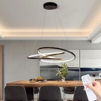 Ganeed Modern Pendant Light Dining Table Hanging Lamp Dimmable Chandelier with Remote Control Black Pendant Light Fixture for Kitchen Dining Room Living Room(40w)