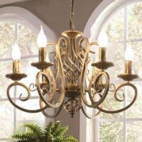 Ganeed French Country Chandeliers 6 Lights Candle Wrought Iron Chandelier Rustic Farmhouse Pendant Light Fixture Hanging Lighting for Kitchen Island Dining Room Living Room