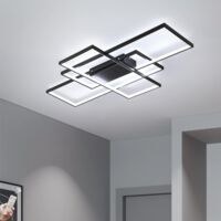 Ganeed Dimmable Ceiling Light, 110cm Flush Mounted Ceiling Light Remote Control Modern Chandelier, 70W Square Acrylic Near Ceiling Light for Bedroom Living Room, Black