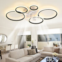 Ganeed Modern Ceiling Light, 39'' Dimmable LED Black Flush Mount Ceiling Lights with Remote Acrylic Round Ceiling Lamp Fixture for Low Ceiling Bedroom Living Room Dining Room, 88W