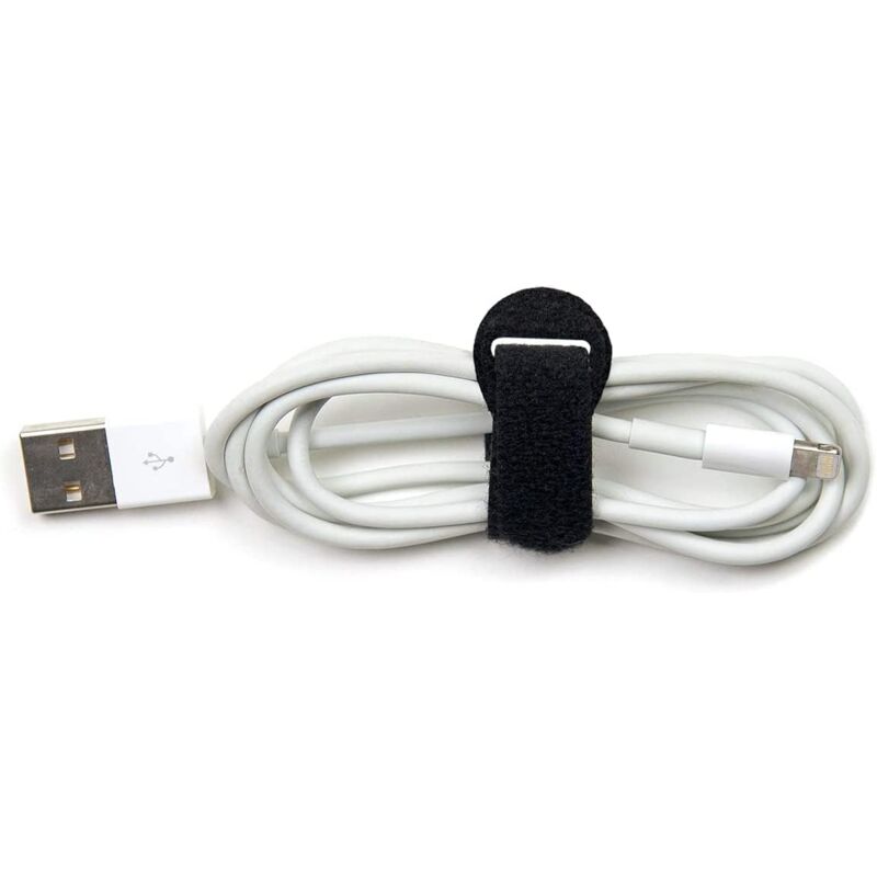 50 Attaches Câbles Réutilisables Scratch - Gestion Fils électriques Et PC - Noir 150mm