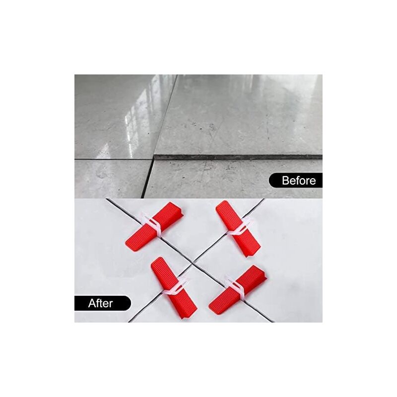 Système de nivellement de carrelage de 2mm de largeur de joint, 400 languettes de traction,100 pièces Cales réutilisables Ensemble,Système de nivellement pour carrelage de Carreaux épaisseur 3–12 mm 4