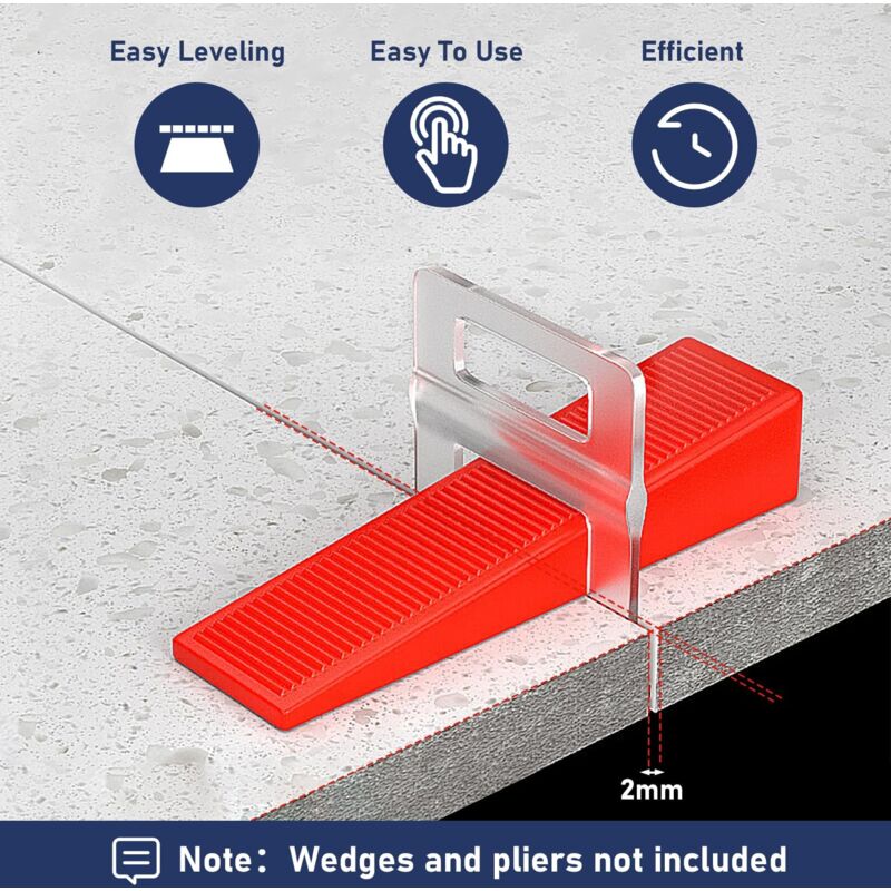 1000 Pièces Croisillon Carrelage Autonivelant Kit Système de Nivellement de Carrelage de 2mm Carrelage Croisillon Autonivelant pour Carrelage Carrelage Sol Carreaux de Mur 4