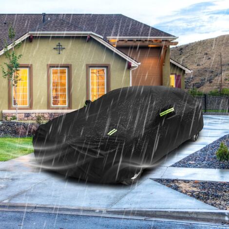 Bâche Voiture Exterieur Housse de Protection PEVA Couverture Imperméable Auto, Ouverte Latérale pour Cabine, Doublure en Coton Respirant, Anti UV Neige Poussière pour Berline 480x175x150cm