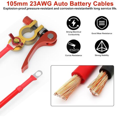 Câbles De Batterie Premium Abaodam – Lot De 2, 50 Cm, Résistants Aux Températures Et à La Corrosion – Pour Voiture, Bateau, Onduleur
