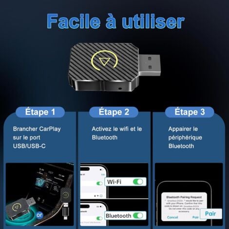 Adaptateur Android Auto sans Fil & Carplay sans Fil, 2 en 1 Pour Adaptateur Sans fil Car play Voiture et Android Auto, Compatible avec Les Voitures à partir de 2016 et Phone iOS 10+,Android 11+