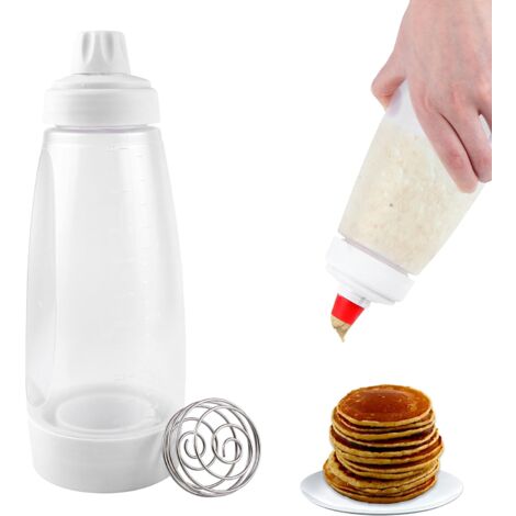 Dispensateur De Pâte à Crêpes 1000 Ml Avec Fouet à Billes - Pour Crêpes, Gaufres, Cupcakes, Facile à Utiliser - 8