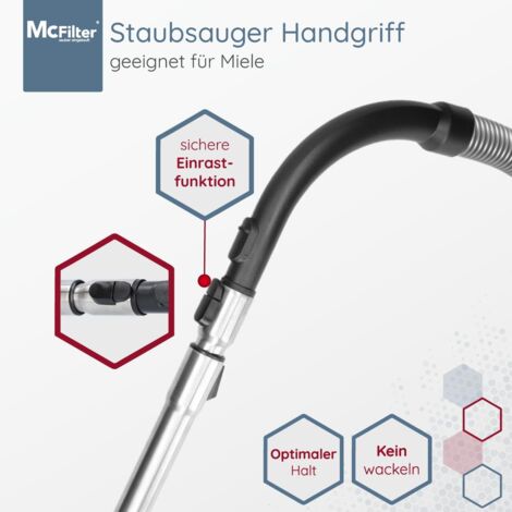 Tube télescopique adapté à tous les aspirateurs Miele (par ex. S2, S4, S5, S6, S8, C1, C2, C3) en acier inoxydable, avec fonction de clic