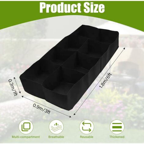 Jardiniere Balcon Exterieur Sac De Plantation Yowmina 486L - 8 Compartiments - Non Tissé Respirant - 180x90cm Potager Extérieur 486l
