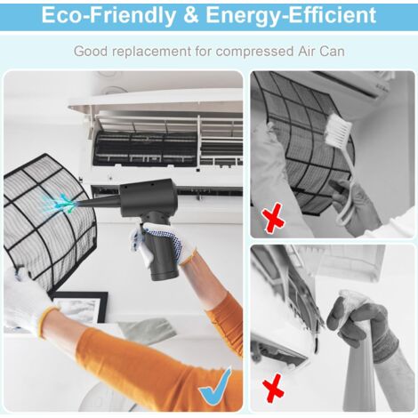 Souffleur Air Comprimé, Souffleur PC, Dépoussiérants Puissants électrique, Air Comprimé Duster,Plumeau à air électrique pour PC Duster avec Lumière LED pour Nettoyage PC, Maison
