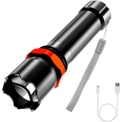 Lampe Torche LED Rechargeable USB - Haute Puissance, Lumière Latérale - Pour Randonnée