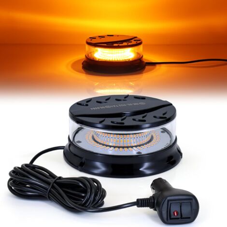 Gyrophare LED Orange Professionnel 12V/24V | IP66 | 3 Modes Flash | 140 Mm | Pour Véhicules De Service