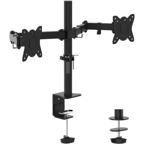 Support Double Écran Vertical - Bras Réglable Hauteur, Pivot, Inclinaison - Compatible Écrans 13-34" VESA 100x100/75x75mm