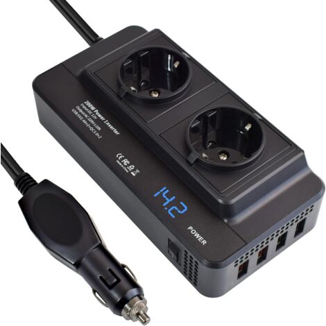 Bapdas Convertisseur 150W Voiture - 12V Vers 220V + Port USB 2.1A - Rouge