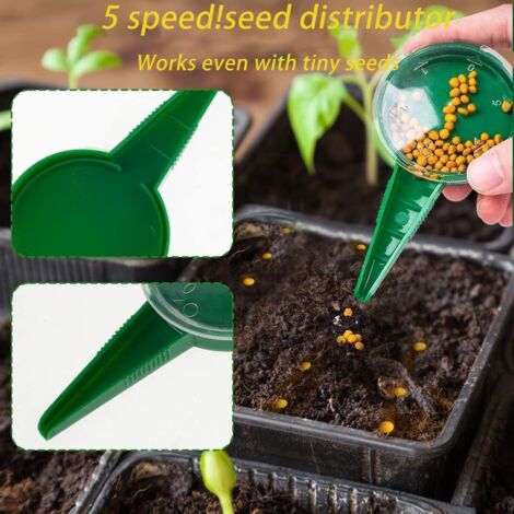 Haofy Semoir à Graines Réglable - Distributeur Précis 5 Tailles, Outil De Semis Jardin 2 Pièces