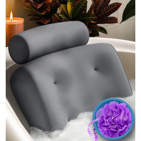 Coussin De Bain Ergonomique En Silicone Avec 35 Ventouses - Soutien Confortable Pour Tête, Nuque, Dos & Épaules En Baignoire Et Spa
