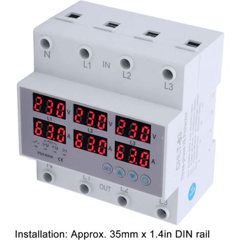 SJLERST Ampèremètre Voltmètre à Rail DIN triphasé, AC 390 à 500V