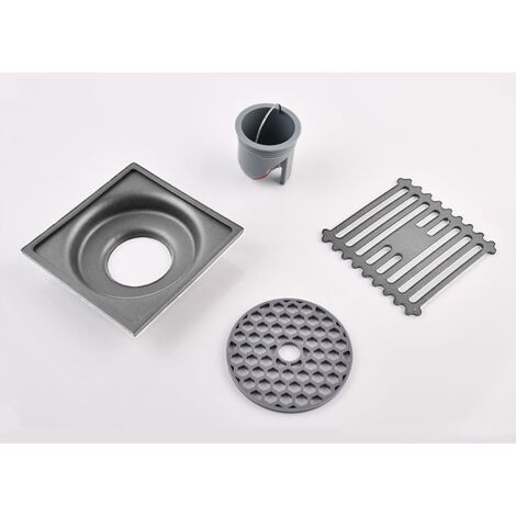 Siphon de Sol Carré, Drain de Sol en Acier Inoxydable Anti-Odeur avec Filtration à Double Couche et Couvercle Amovible - Idéal pour Salle de Bain, Douche, Toilette, Buanderie et Jardin -10×10cm