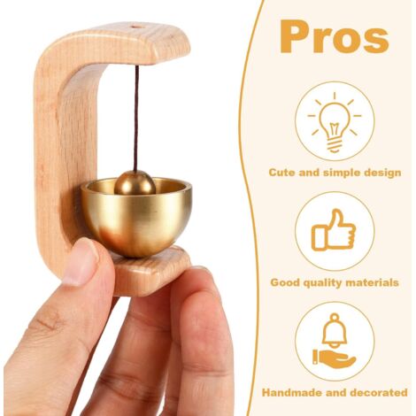 Carillon D'entrée Magnétique Haowul En Bois - Cloche Décorative Pour Porte, Frigo, Fenêtre - Tons Bois