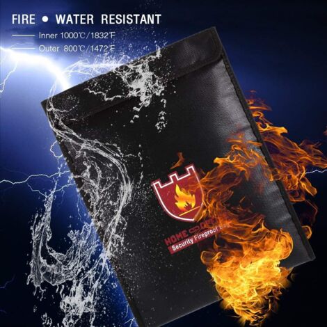 Sac Ignifuge Pour Documents A5 - Protection Contre Le Feu Et L'eau, 8 Couches, Dimensions 28x19 Cm, Avec Dragonne
