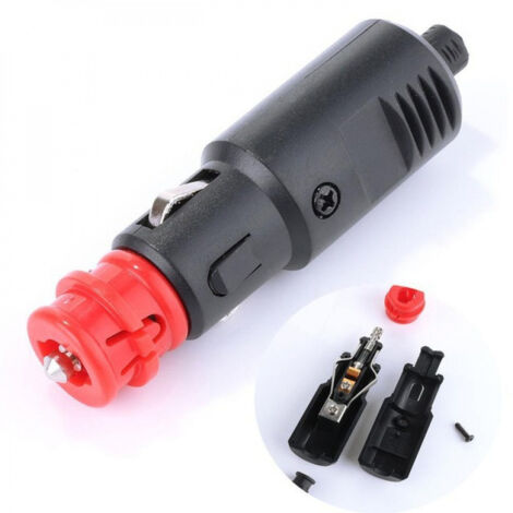 Prise Allume-cigare Mâle 12V Avec LED Et Fusible 5A - Pour Installation Câblée Dans Voiture, Bateau, Camping-car