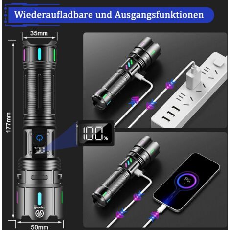 LIAISMI Lampe Torche LED Ultra Puissante,1500 Lumens Lampe De