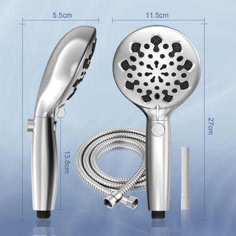 Pommeau De Douche STARBATH 6 Jets - Économise 40% D'eau - Buses Anti-calcaire - ABS Noir 20 Cm - Rotule 360°