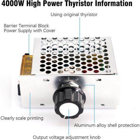 Variateur De Vitesse Moteur 220V HOVCEH - 4000W - Régulateur Tension Pour Ventilateur, Outils - SCR