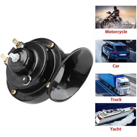 Klaxon à Deux Tons 12V-60V 110 DB Pour Moto, Voiture - Escargot Noir, étanche