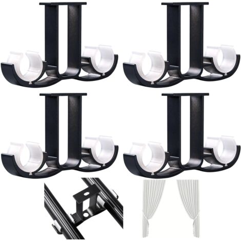 4 Supports De Tringle à Rideau Autocollants Sans Perçage - Transparents, Pour Plafond Ou Mur - Installation Facile Et Réversible - Amosfun - 10