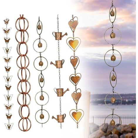 Chaîne De Pluie Chaîne De Pluie En Cuivre/Tasses Collectrices De Pluie, Remplace Le Tuyau De Descente De Gouttière Et Détourne L'eau Des Avant-toits Et Des Carillons Décoratifs, Chaînes De Pluie Pour