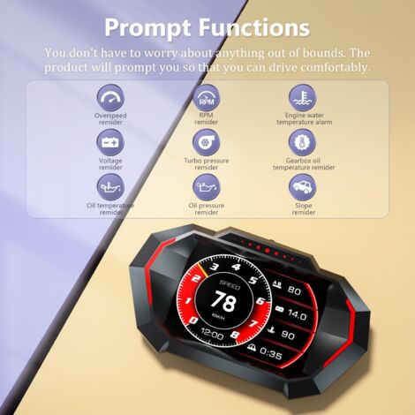 Affichage Tête Haute GPS Digital Pour Voiture - Indicateur De Vitesse écran Clair - Facile à Installer, Compatible Tout Véhicule - 2