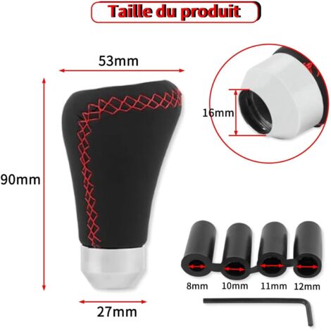Pommeau De Levier De Vitesse 12mm 5+R Pour Audi A3 8P - Soufflet Noir, Neuf