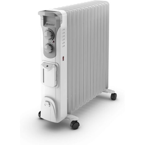 Splendid – Radiateur bain d'huile 2500 W – Pour surfaces jusqu'à 75 m³ – Couleur blanc – Dimensions 250x590x625 mm – Chauffage électrique performant
