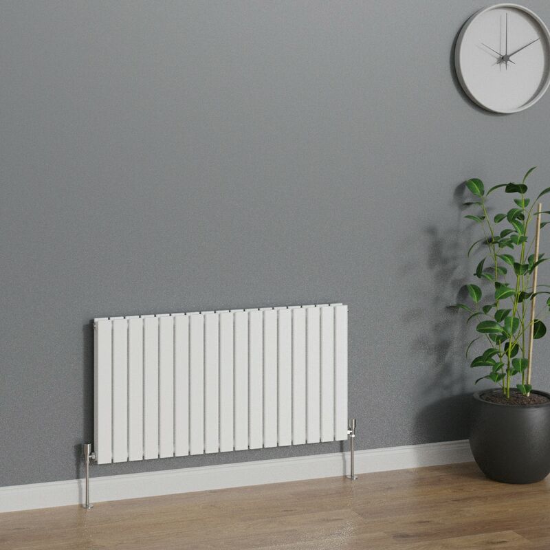 WarmeHaus Horizontal 600x1156mm Flat Panel Column Designer Radiator White  Double Radiators Central Heating for Bathroom Bedroom Kitchen Hallway  Living Room