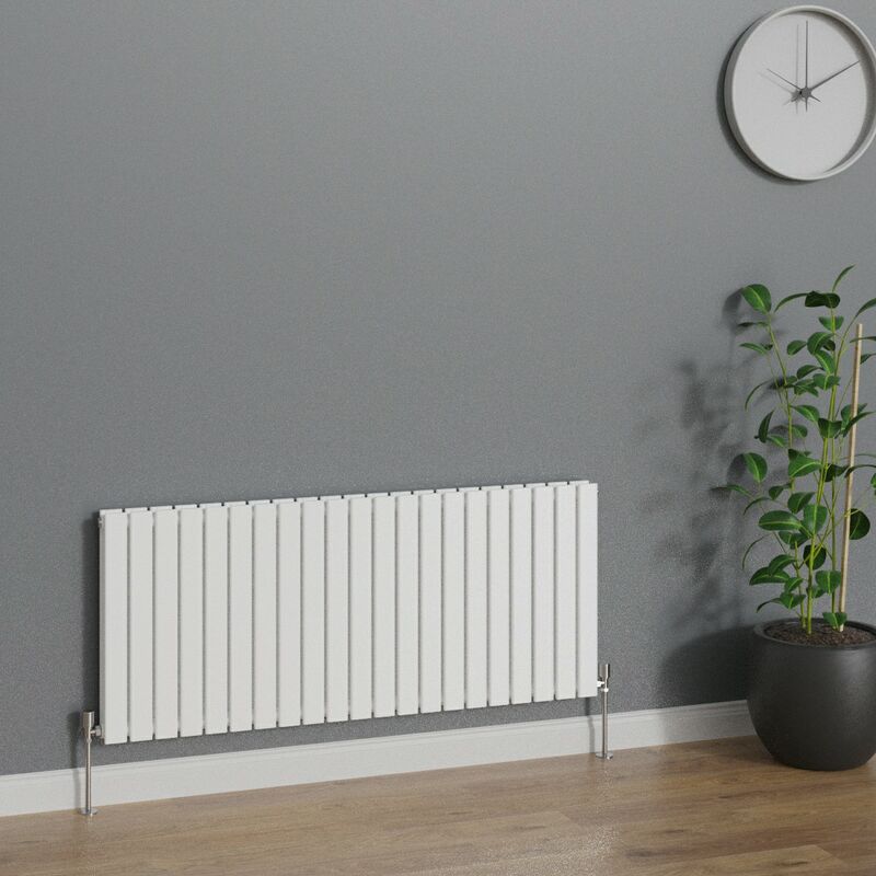 WarmeHaus Horizontal 600x1428mm Flat Panel Column Designer Radiator White  Double Radiators Central Heating for Bathroom Bedroom Kitchen Hallway  Living Room