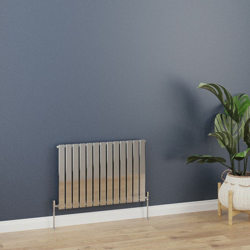 WarmeHaus Horizontal 600x884mm Flat Panel Column Designer Radiator Chrome  Single Radiators Central Heating for Bathroom Bedroom Kitchen Hallway  Living Room