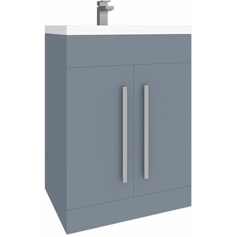 600mm Vanity Unit Sink Free Standing Flat Pack Painted Gloss Grey